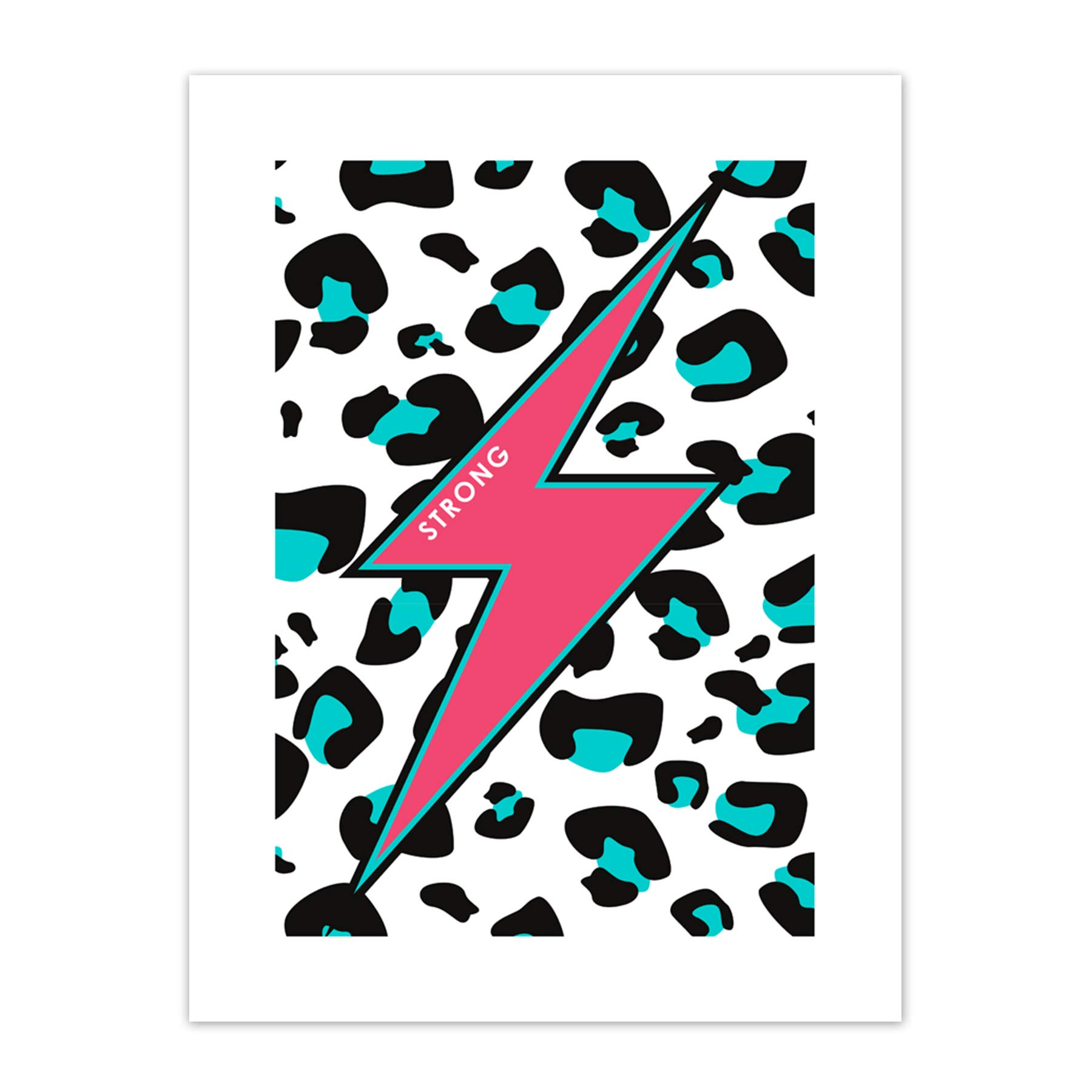 Wee Blue Coo Pink Teal Leopard Reverse Strong Art Print Canvas Premium Wall Decor Poster