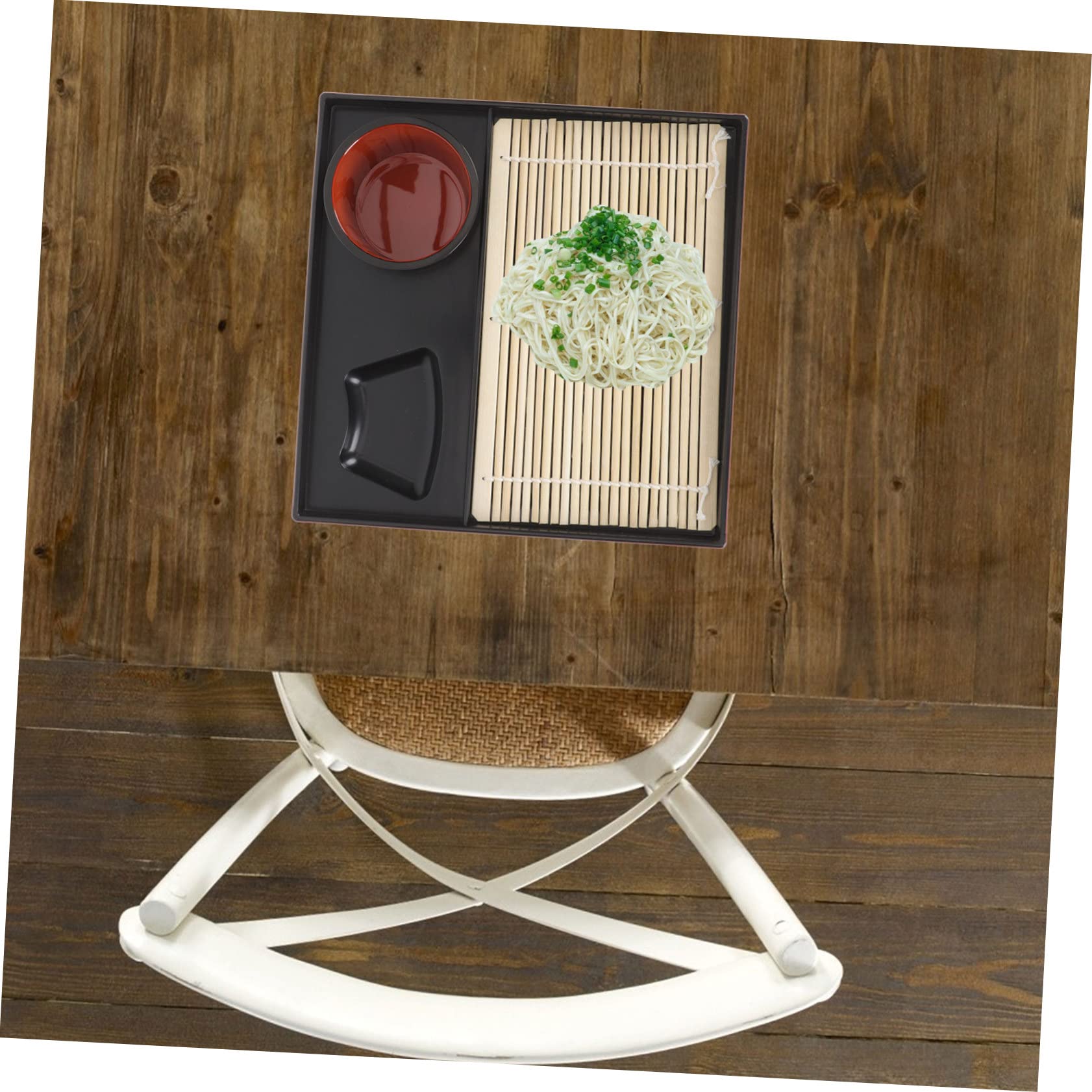 NAMOARLY 1Set Japanese Cold Noodle Tray Square Sushi Plate for Soba and Udon Design for Serving for Home Dining and Food Display