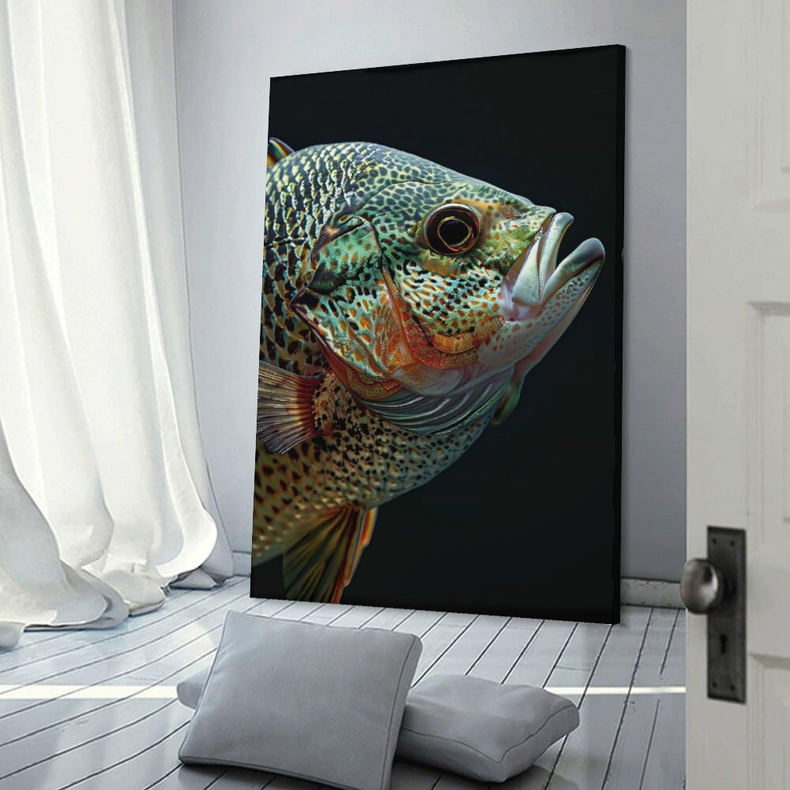 Junmoney Canvas Wall Decor Crappie Fish, 20x30inch(50x75cm), for Living Room, Bedroom, Office Or Hallway, Stylish Home Artwork for Focal Walls