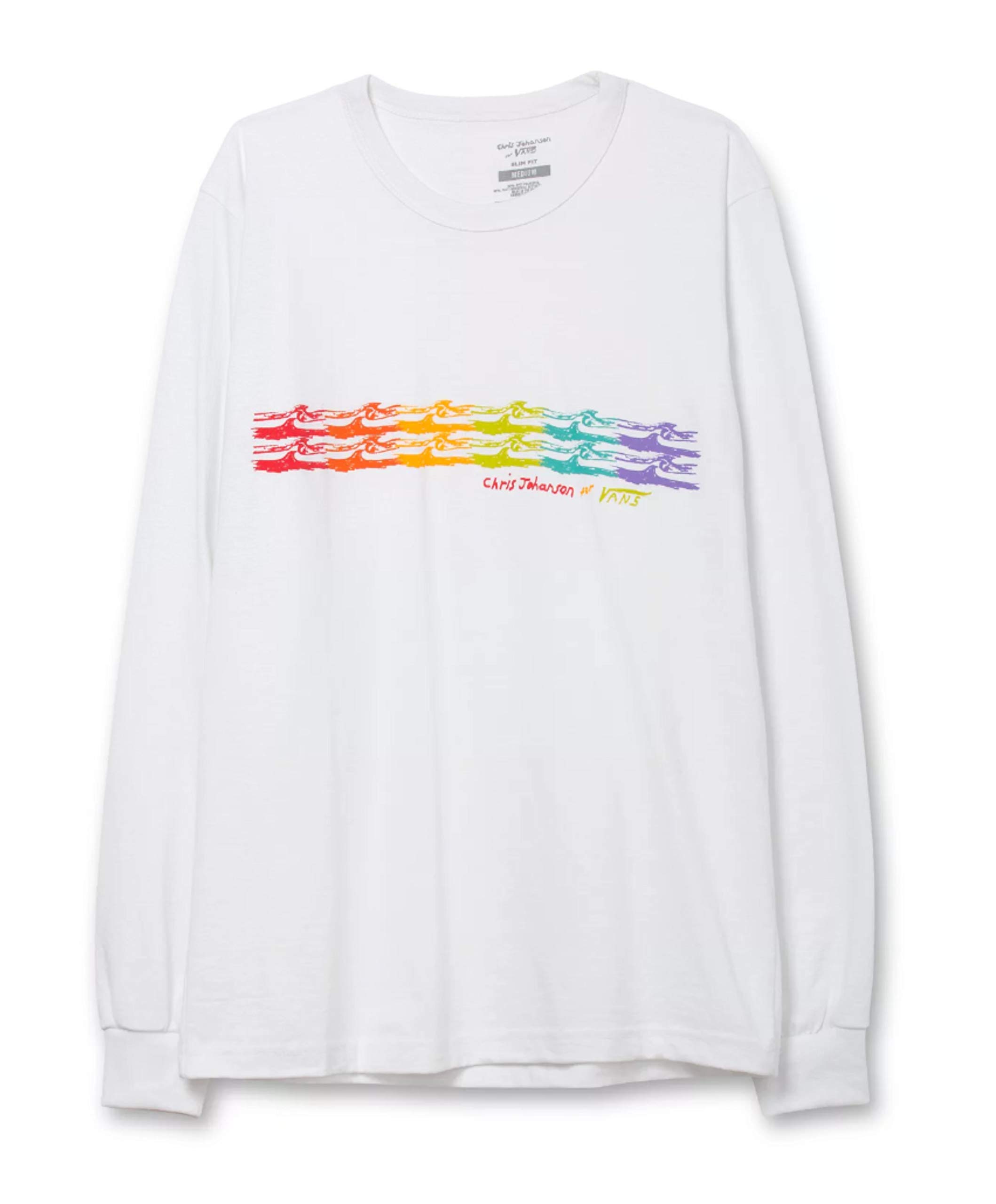 Vans X Chris Johanson Wave - Camiseta de manga larga, color blanco vintage