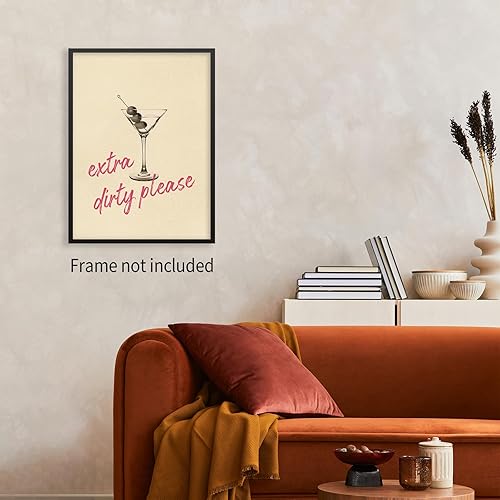 Miniatura 4 de enttgo Pósteres de Martini sucio retro para cóctel, bebidas, arte de pared, decoración moderna para el hogar, bar, cocina, 16 x 24 pulgadas, sin