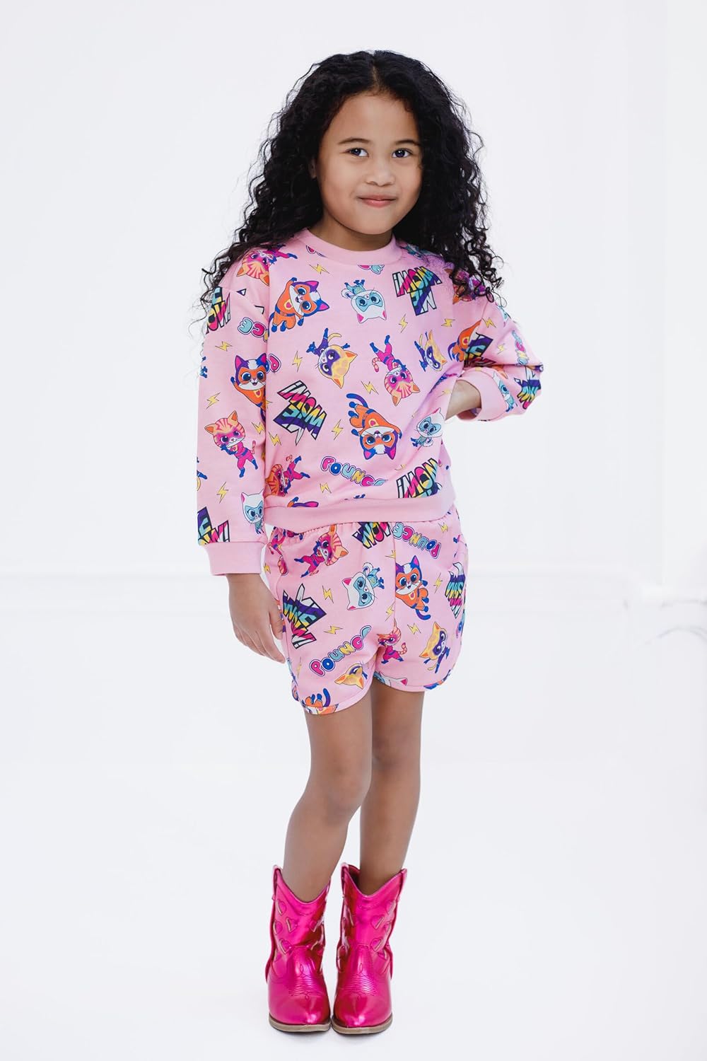 Disney Junior French Terry Sweatshirt and Shorts Outfit Set Infant to Big Kid Sizes (12 Months - 10-12)