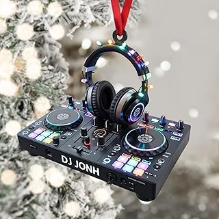Custom Name DJ Christmas Ornament, Custom Music DJ 2D Flat Acrylic Ornaments, Gift for Him, Boyfriend, Music Lover Gift, Headphones Keepsake, Christmas Birthday Gifts, Tree Decor 1