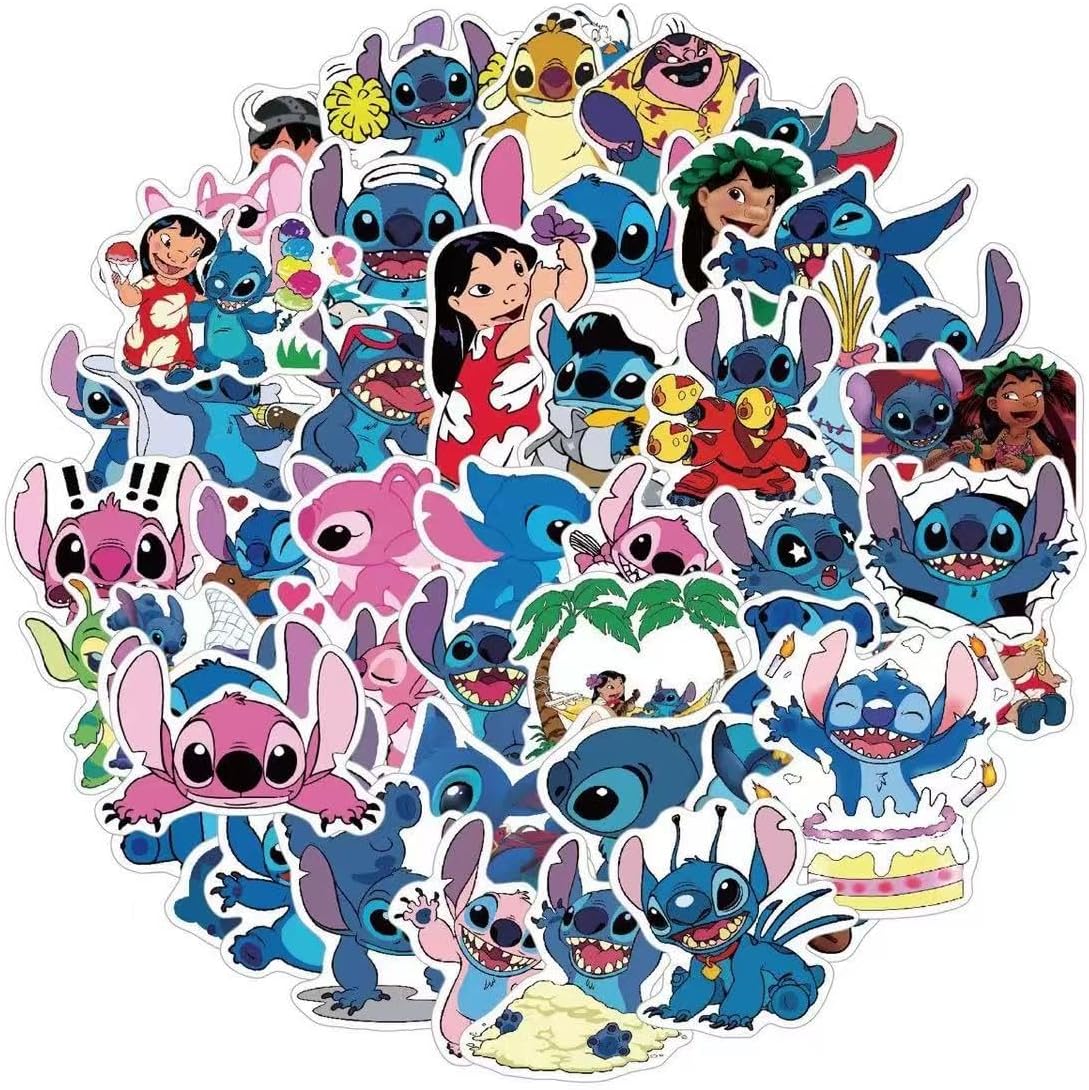 86pcs Stitch Birthday Party decorations Set Included 12 Bracelets, 12 Acrylic Pins, 12 Keychains, 50 Stickers, for Boys and Girls Cartoon Theme Party