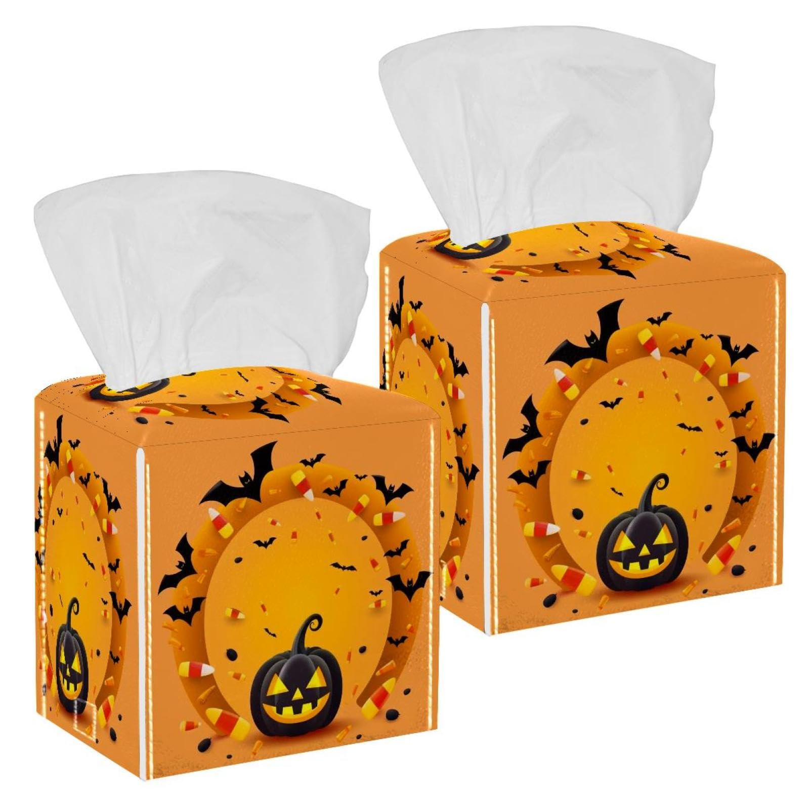 Couverture de boîte à mouchoirs Halloween | Lot de 2 distributeurs de serviettes visage