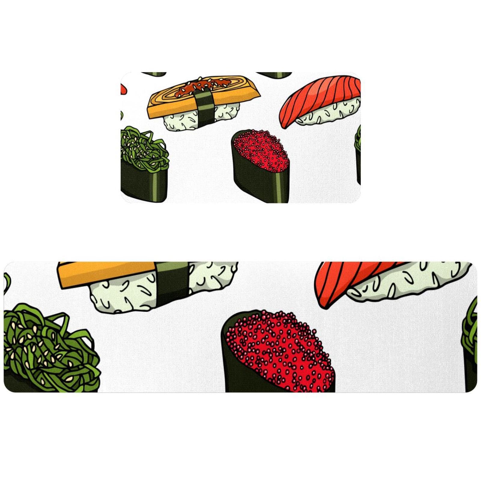 Tapete absorbente de cocina con diseño japonés de sushi antideslizante