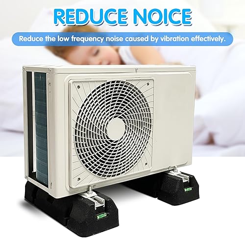 Miniatura 5 de Air Jade Kit de base de montaje en suelo para condensadores de aire acondicionado mini split sin conductos, soporte aislante de goma antivibración,