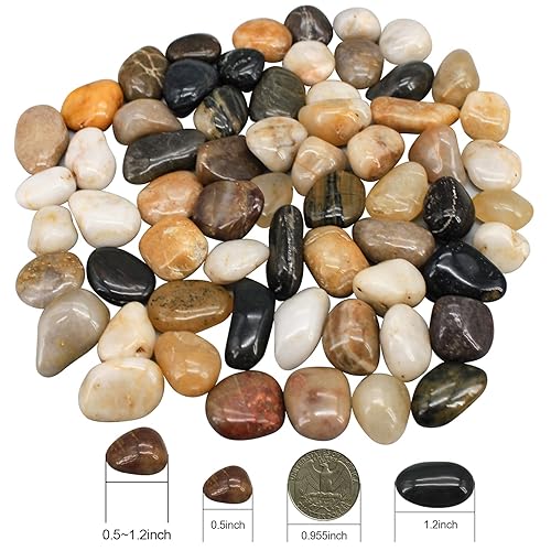 Miniatura 2 de Virekm River Rocks - Piedras ornamentales decorativas para jardín, paisajismo, relleno de grava para decoración del hogar, cama de flores, pecera,