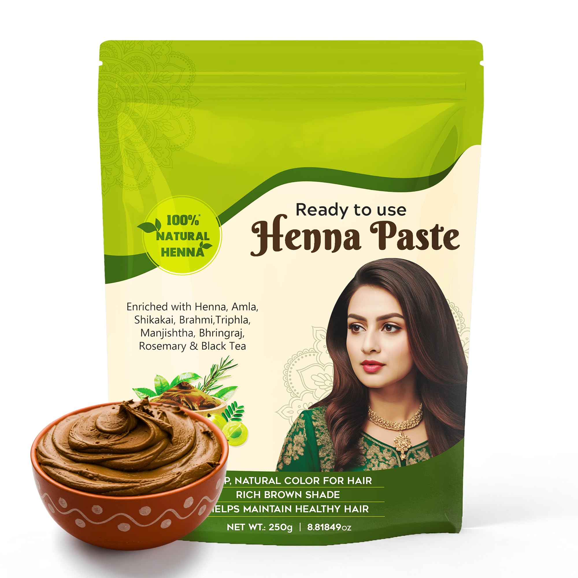 KAVERI Ready to Use Henna Paste for Hair | Natural Hair Color with Henna, Amla & Shikakai | Rich Brown Shade | No Chemicals | Helps Nourish & Strengthen Hair | 250g-picture-12