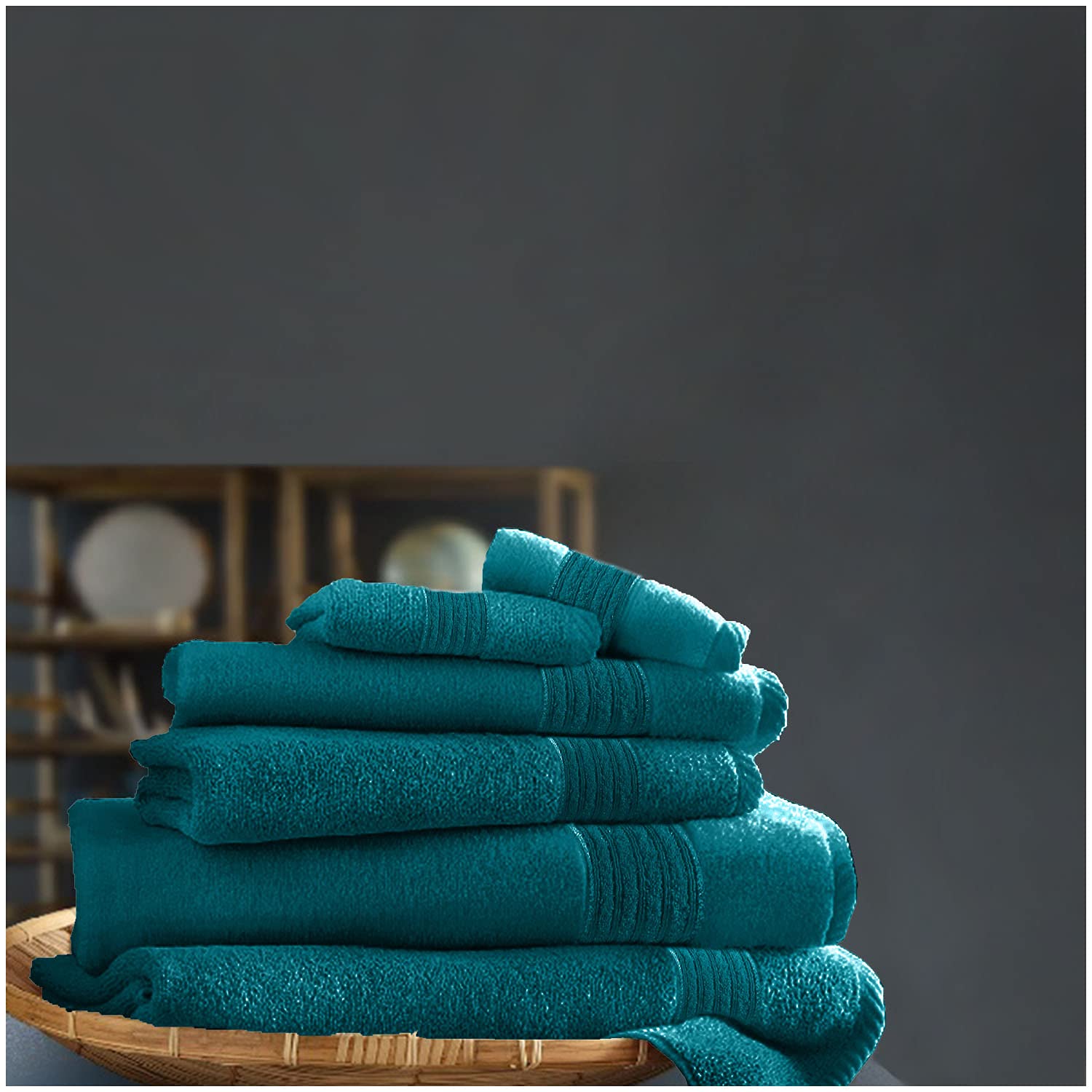 GC GAVENO CAVAILIA Super Soft Teal Hand Towel Set, 4 PK Quick Dry Towels, 450 Gsm Towel For Gym & Saloon, 50X80 Cm