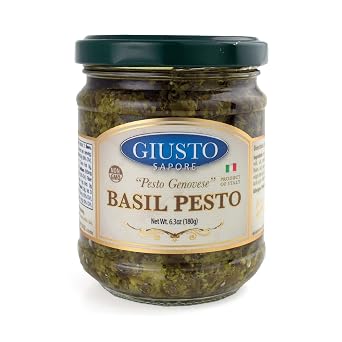 Giusto Sapore Basil Pesto Spread 6.3oz - All Natural Non GMO Italian Premium Gourmet Brand - Made in Italy and Family Owned