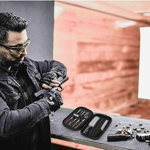 Miniatura 7 de UrbanX Kit de limpieza universal para pistola Beretta M1915 .32 ACP, kit de limpieza de pistola de bronce y puntas de metal bronce con estuche