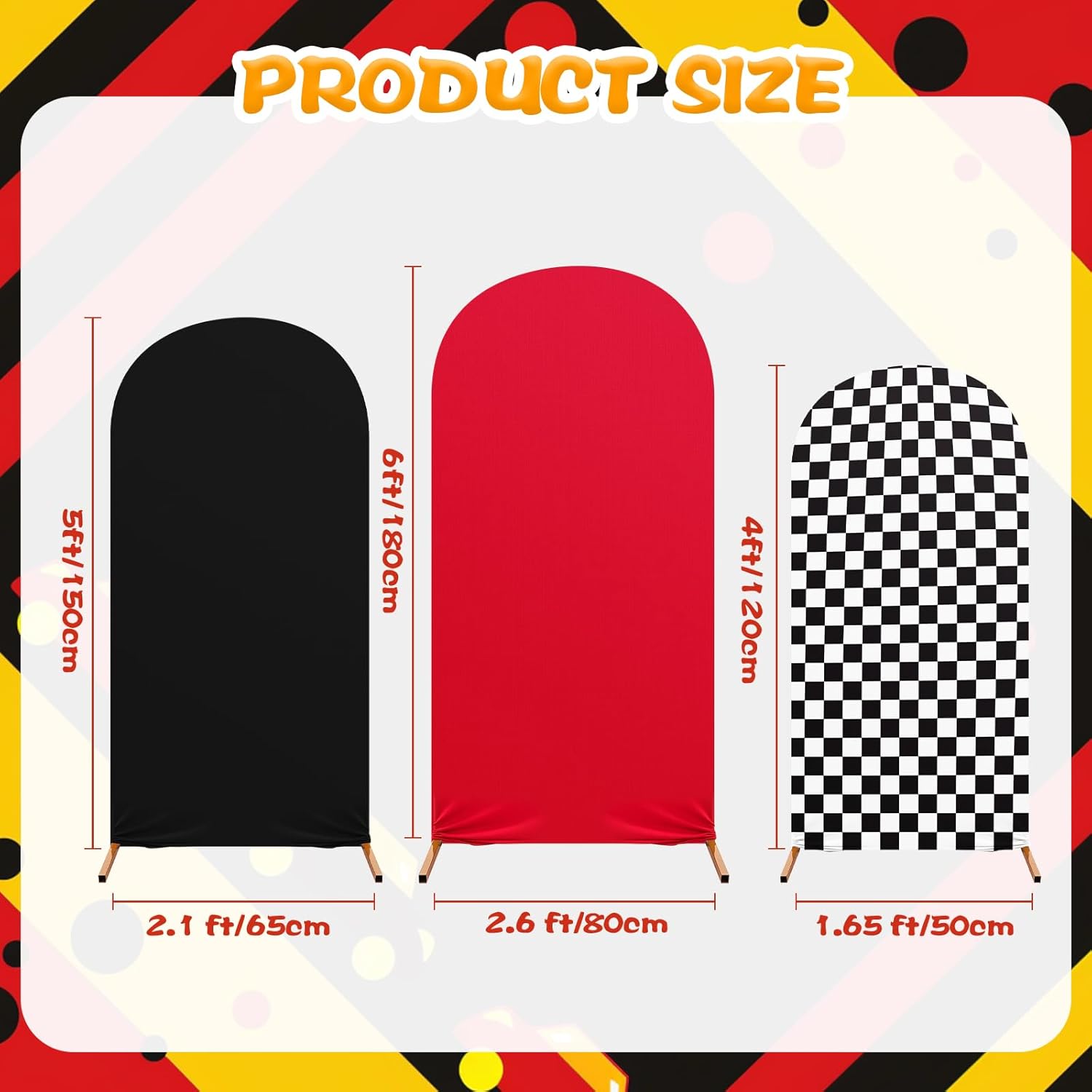 3 Pcs Arch Backdrop Cover and 118 Pcs Multicolored Balloons Set Wedding Arch Stand Spandex Backdrop Cover 4ft, 5ft, 6ft for Birthday Banquet Ceremony Decoration (Racing Theme,Pink)