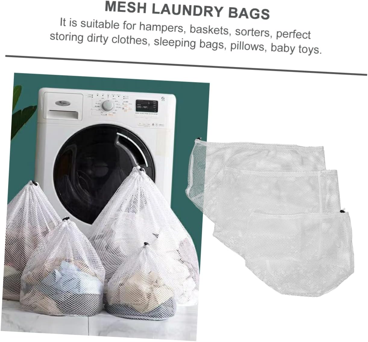 2sets Drawstring Laundry Bags Mesh Washing Bags for Travel Dorm Camping Lightweight Storage Protects Clothes Washing Machine 4pcs*2