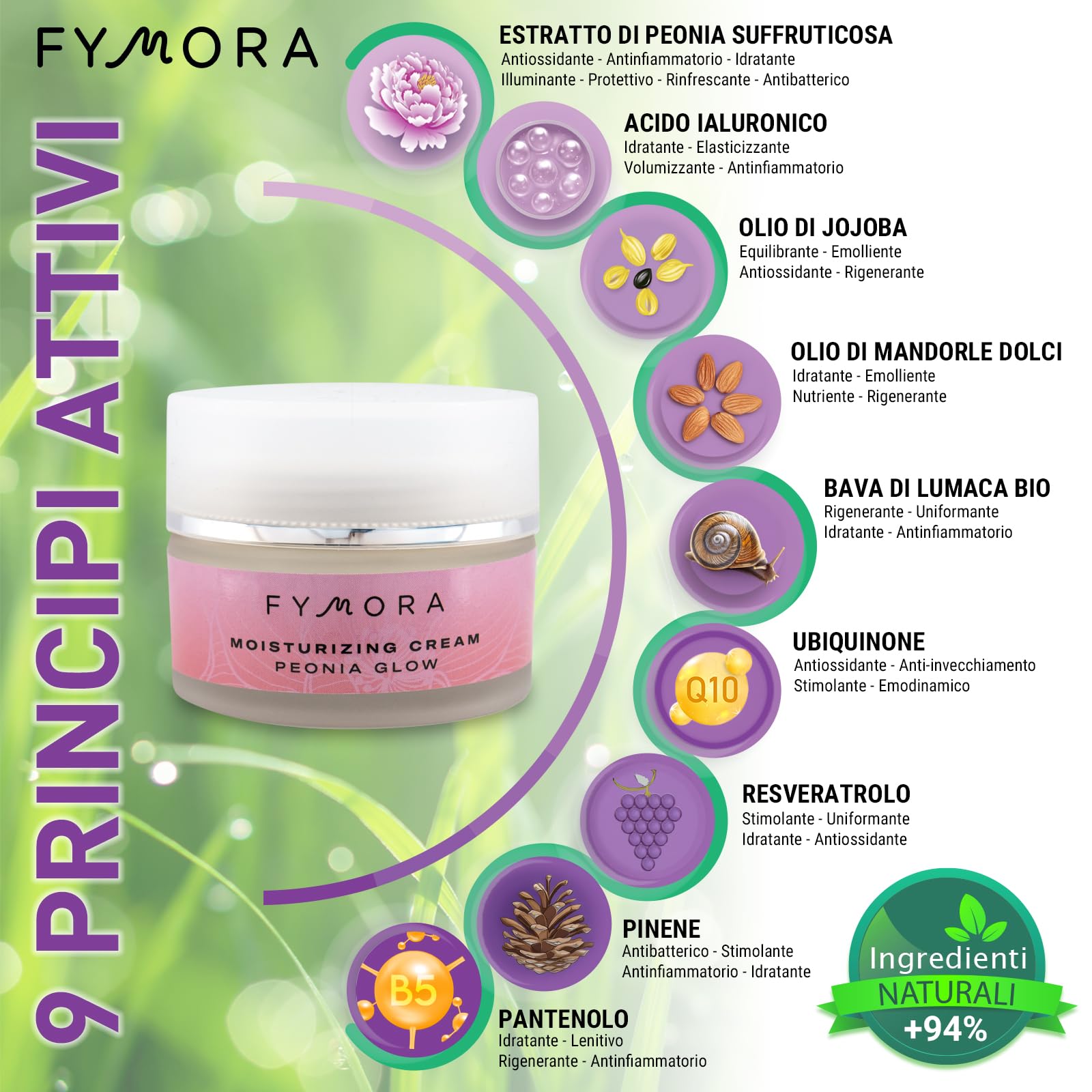 Fymora Crema Facial Hidratante Peonía Glow 50 ml, Crema de Día con Efecto Iluminador y Nutritivo para una Piel Radiante, Ideal para el Cuidado Facial Diario