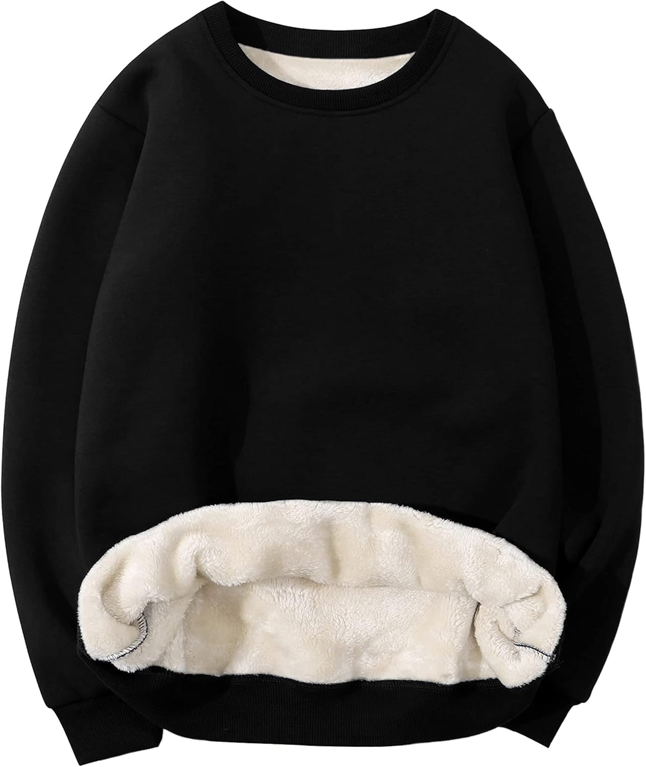 Yeokou Mens Fashion Warm Fleece Crewneck Sweatshirt Thick Sherpa Lined Pullover Tops - Image 6