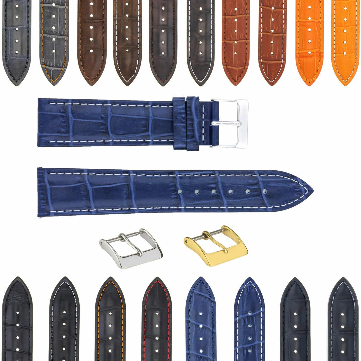 Ewatchparts 17-24mm Leather Watch Band Strap Compatible with