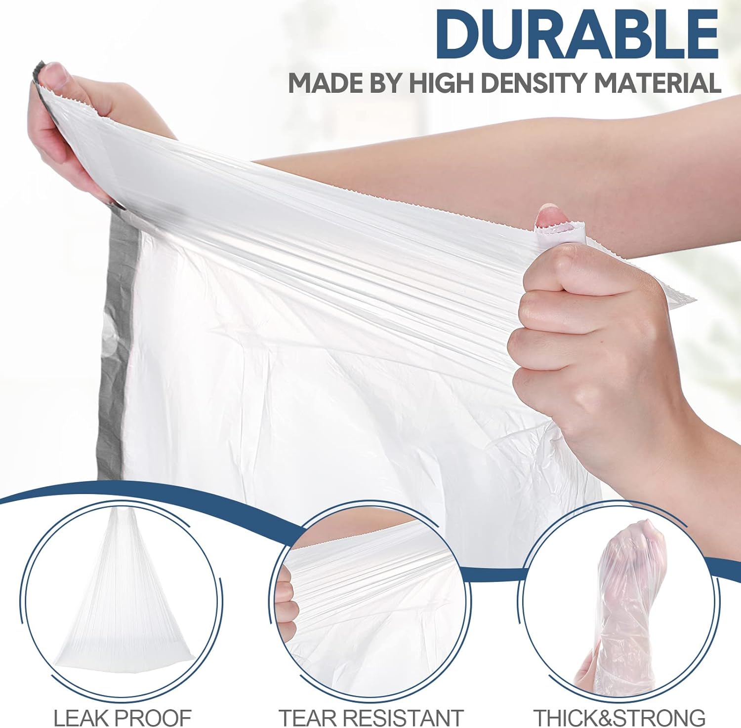 4 Gallon 480 Count Small Trash Bags Bulk Drawstring Plastic Small Garbage Bags Trash Can Liner 15 Liter for Bathroom Restroom Bedroom Office Toilet(Gray)