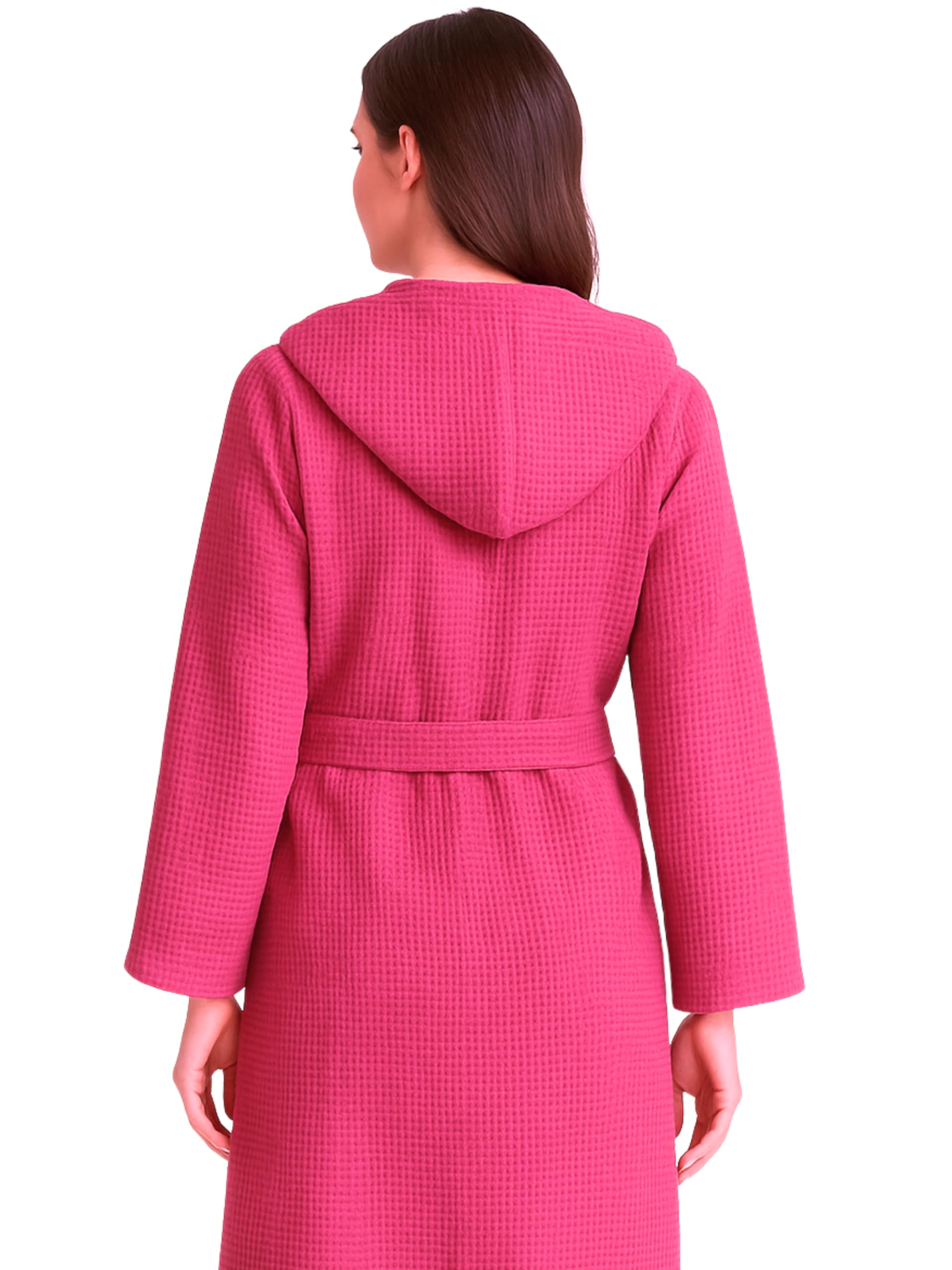 o-day Bademantel mit Wabenstruktur für Damen und Herren, aus Baumwolle, mit Kapuze, Taschen und Gürtel, leicht und für Reisen S-XXXL