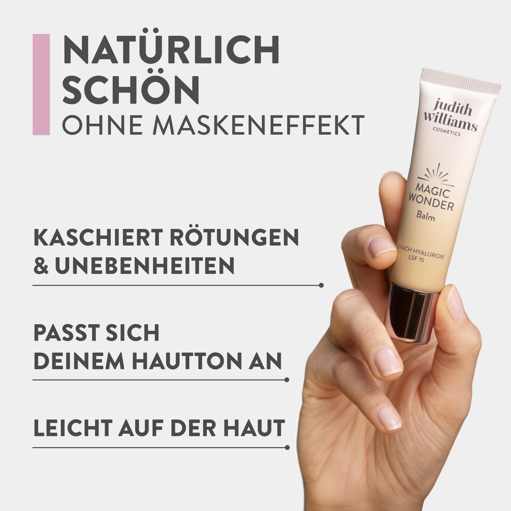Judith Williams Cosmetics – Face Balm Magic Wonder 30 ml – getönte Tagescreme mit LSF und Anti-Aging-Effekt, feuchtigkeitsspendende und hauttonanpassende BB Cream | LSF, Anti-Aging-Effekt, feuchtigkeitsspendend, hauttonanpassend, BB Cream