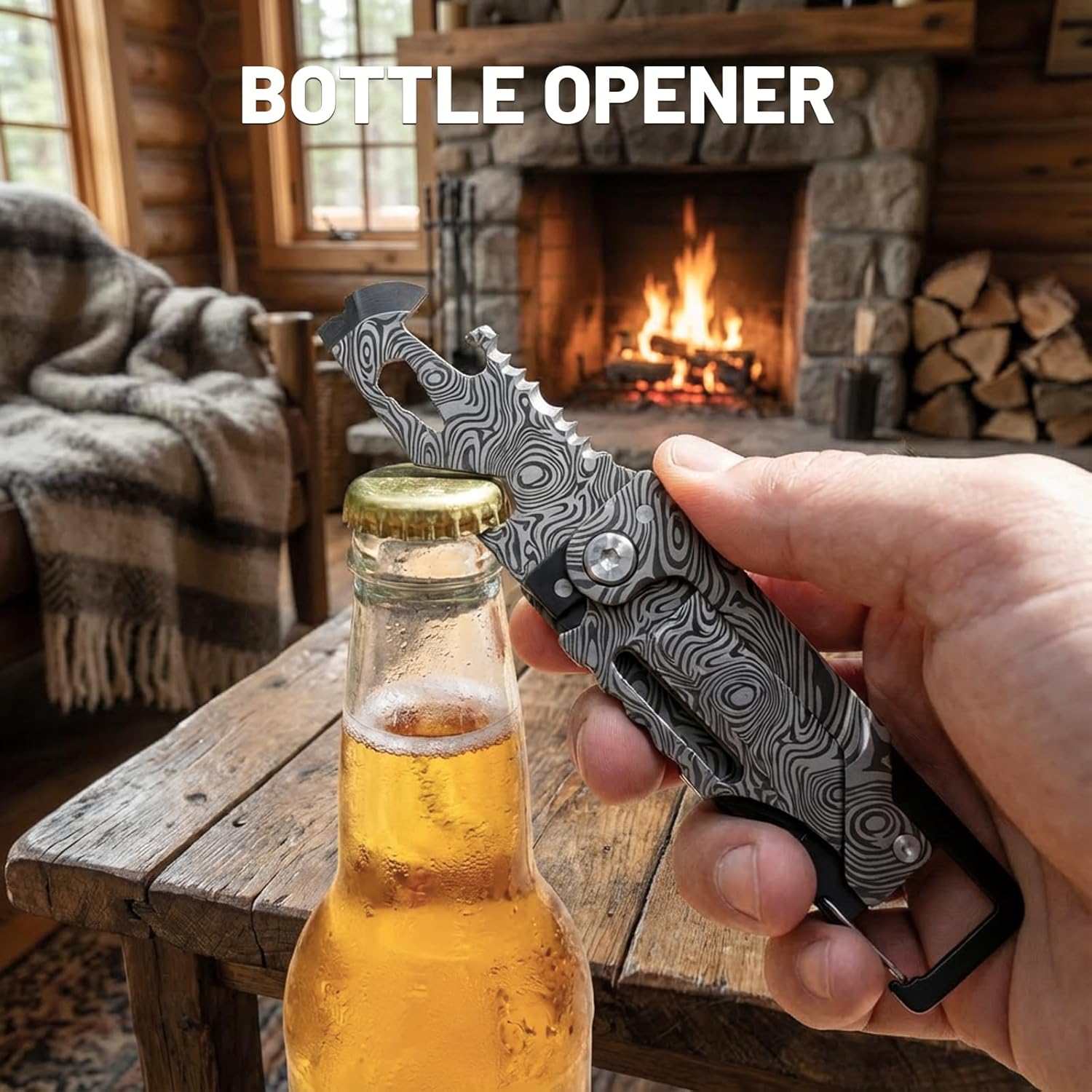 9 in 1 Small Multitool Pocket Knife for Men, 5Cr13MoV Blade Folding Knife With Box Cutter, Bottle Opener, Survival Gear for Camping Hiking,Gifts for Men Stocking Stuffers Gifts for Him and Her(gray)