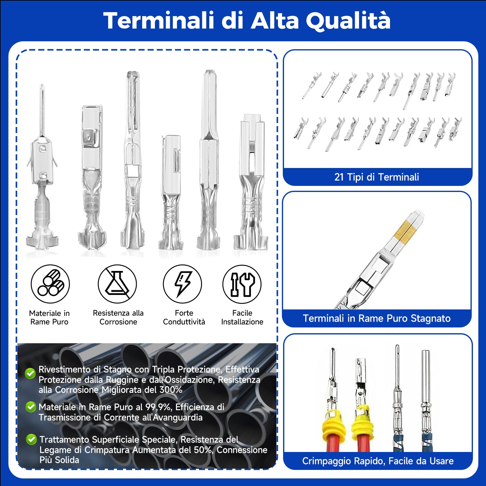 Kit di Broche di Connettore Kfz 708 Pezzi, Accessorio per Strumento di Sgancio 1/1,5/1,8/2,2/2,8/3,5mm per Auto, Moto e Barche