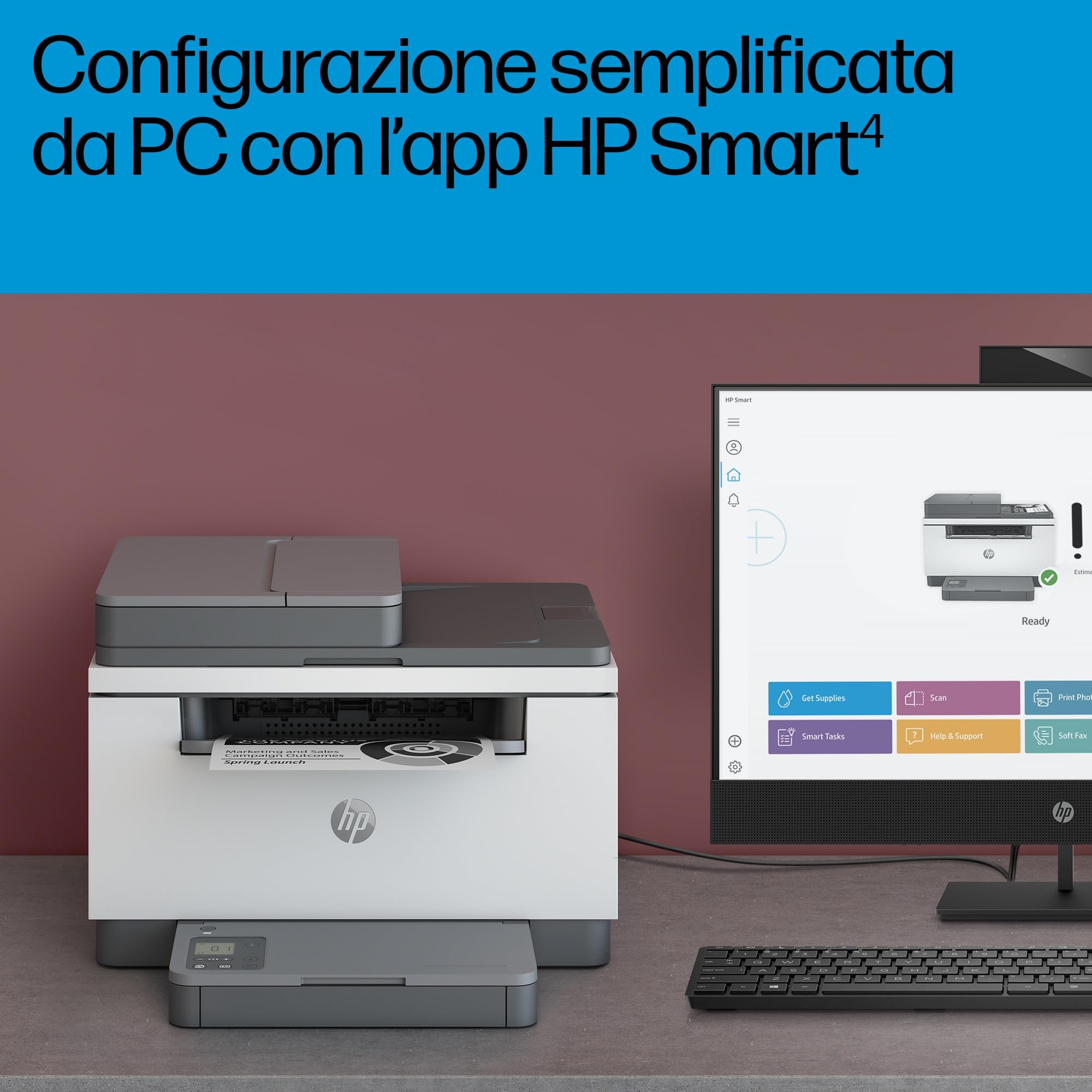 HP LaserJet MFP M234sdn Stampante Multifunzione A4 Stampa Fronte Retro Automatica Bianco e Nero 29 ppm USB Gigabit Ethernet Schermo LCD Grigia