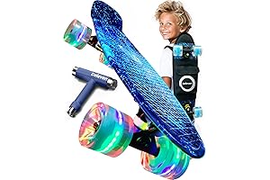 Deleven Skateboard for Kids with Bright LED Wheels - Complete Gift Set