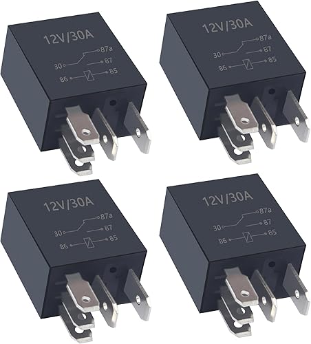 4 relés de 5 pines, 30 A, 12 V para automóvil, relé de arranque resistente, relé de bomba de combustible multiusos, relé automotriz universal con