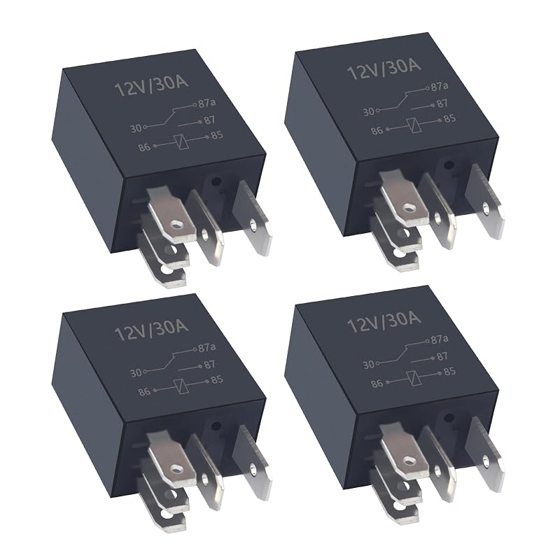 Relé automotivo 5 pinos carleef 12 V 30 A com proteção contra água – Kit com 4 unidades