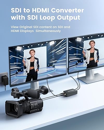 Miniatura 5 de Convertidor SDI a HDMI con salida de bucle SDI, adaptador 3G-SDI/HD-SDI/SD-SDI a HDMI, convertidor de audio de video con cable HDMI de 4 pies