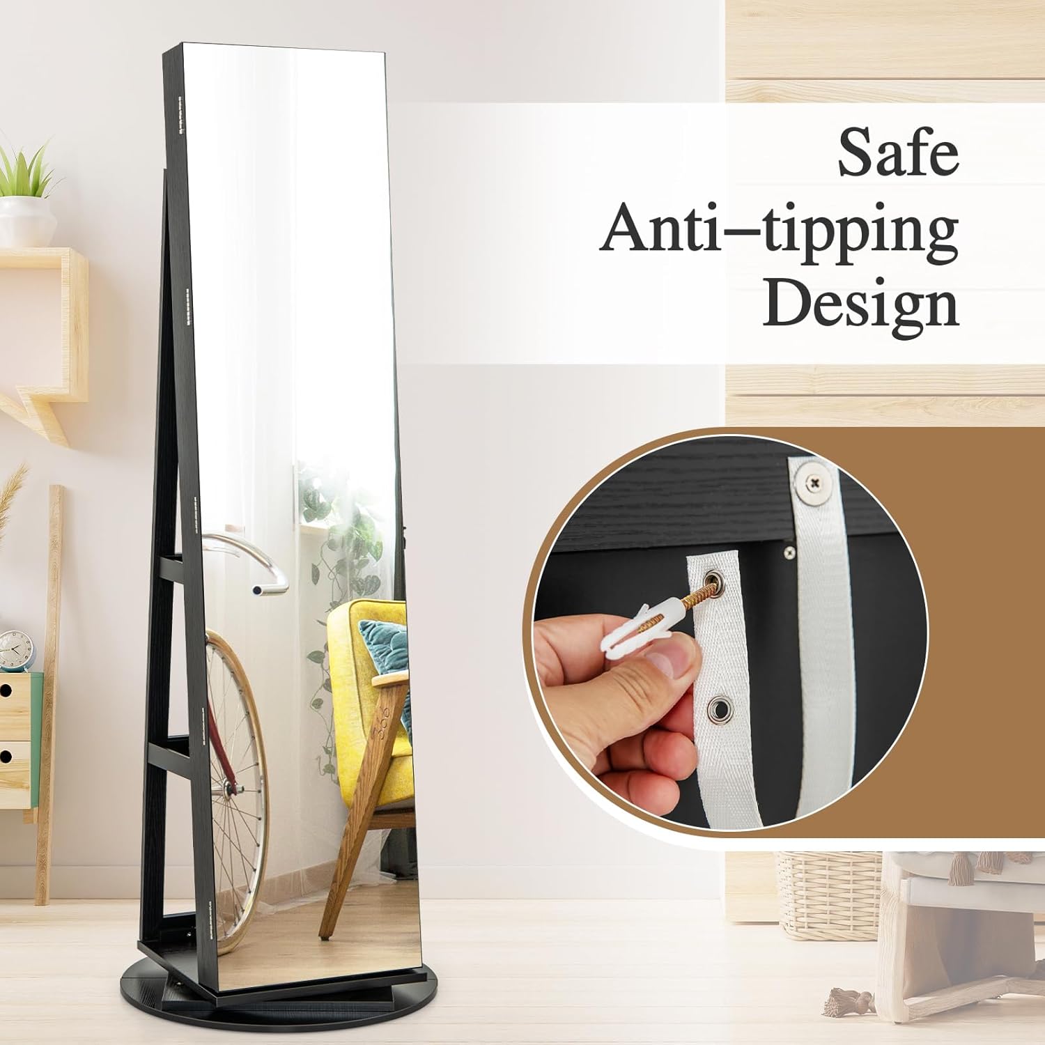 Anti-tipping design for the jewelry armoire