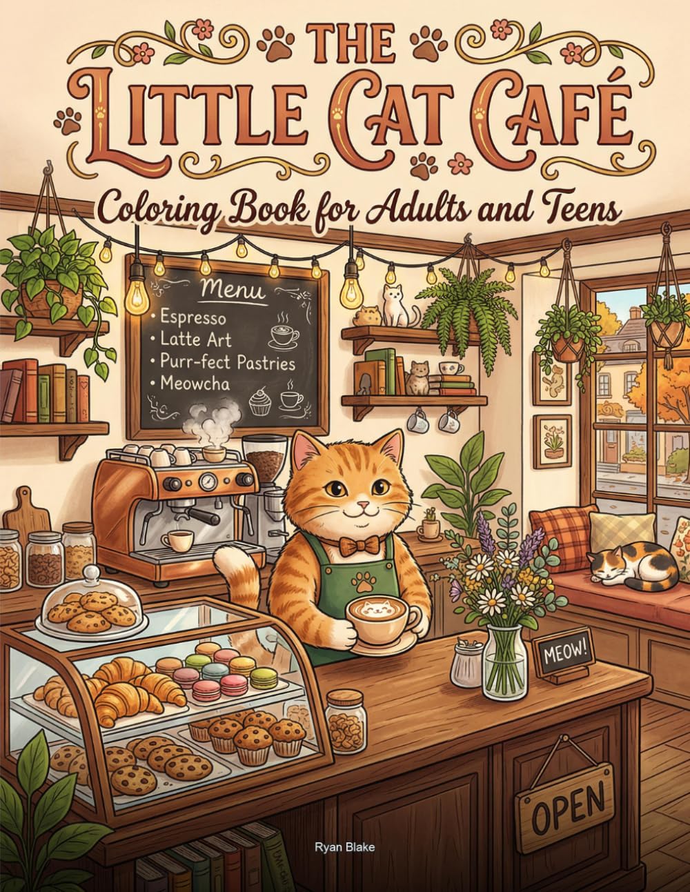 The Little Cat Café: Coloring Book for Adults and Teens: 30 Bold and Easy Cozy Café Scenes Featuring Kawaii Cats for Relaxation and Stress Relief