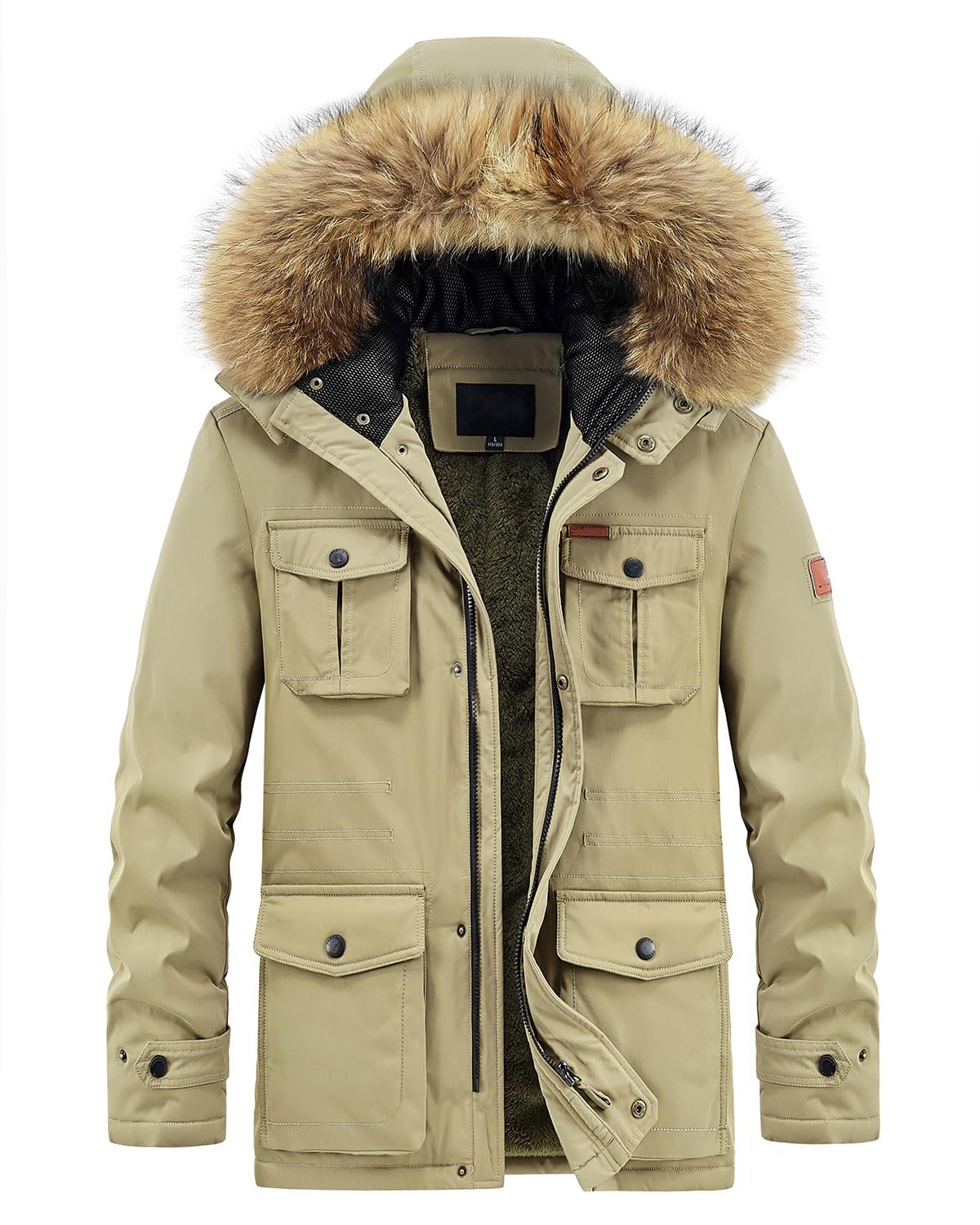 goa ジャケット ミリタリー フード ダブルファスナー カーキ アウター goa ジャケット ミリタリー フード ダブルファスナー カーキ