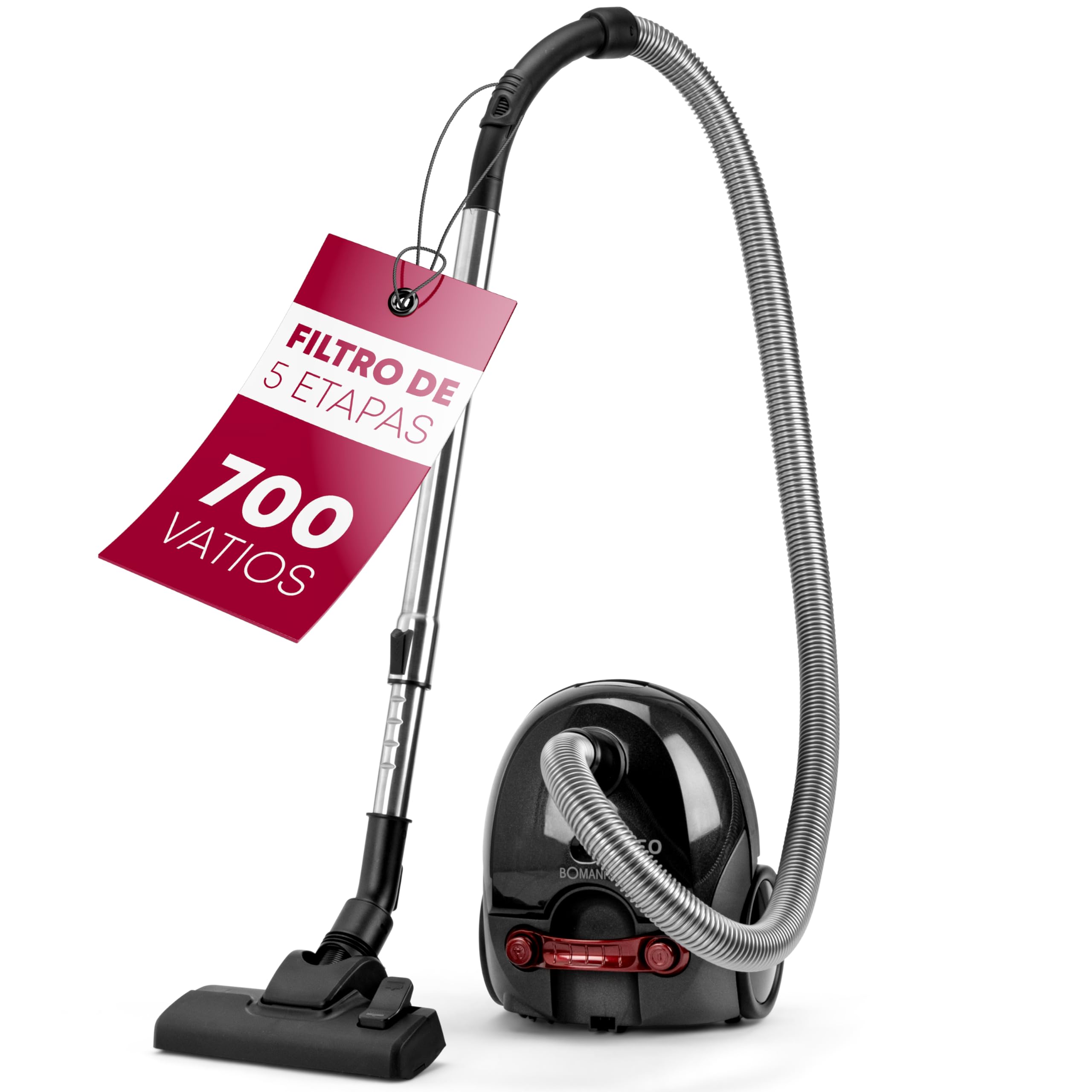 Bomann® Aspirador vertical |ahorro de energía |700 vatios | sistema de microfiltro de 5 pliegues | con bolsa | cepillo reversible para suelos y boquilla para cepillos/rejillas | BS 9019 CB N antracita