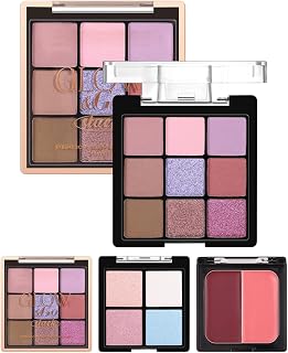 Makeup-palett skimrande ögon- och ansikts-makeup | Ansikts-sminkpalett ögonskugga rouge highlighter date-kväll, scen, pendling, fotografi, mogen hud, mor, fru,