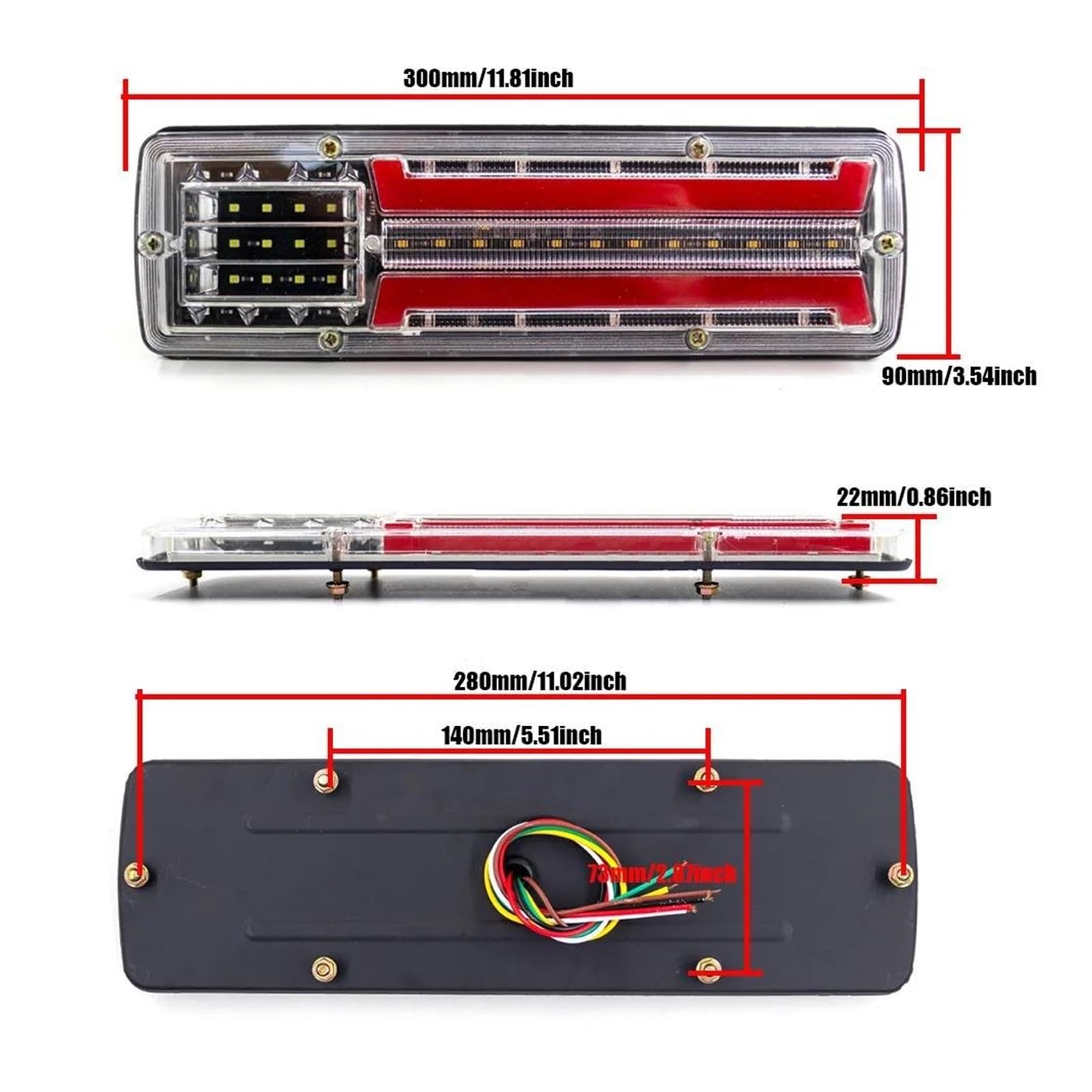 Genérico Luces Traseras Lámpara trasera LED 12V 24V par piezas reparación remolque barco para camión furgoneta caravana iluminación señal giro 2 uds Luz Izquierda