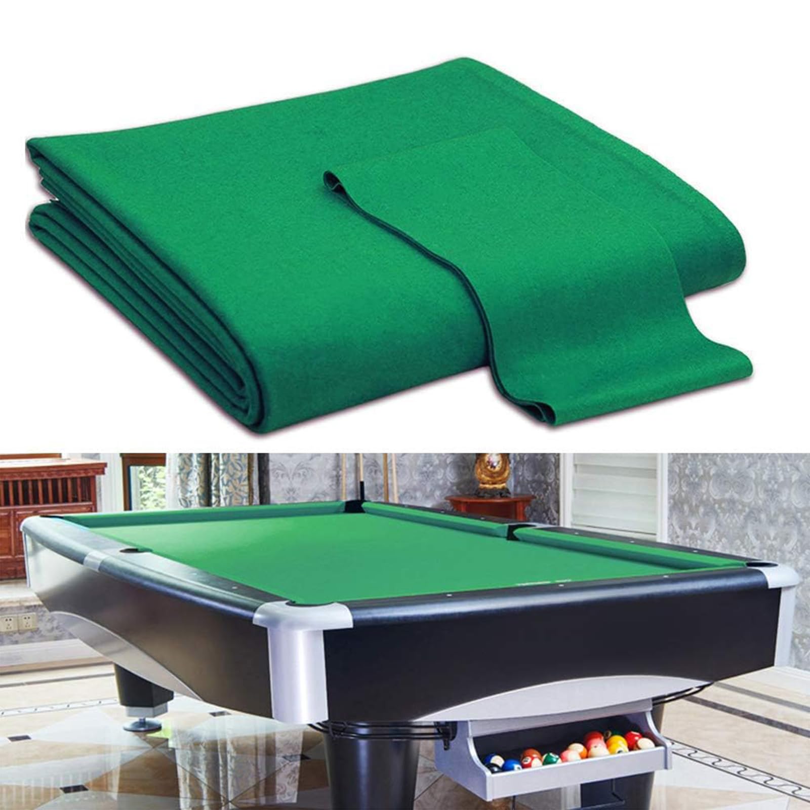 Feutre de table de billard pour jeux 7, 8 et 9 pieds avec bandes de rechange