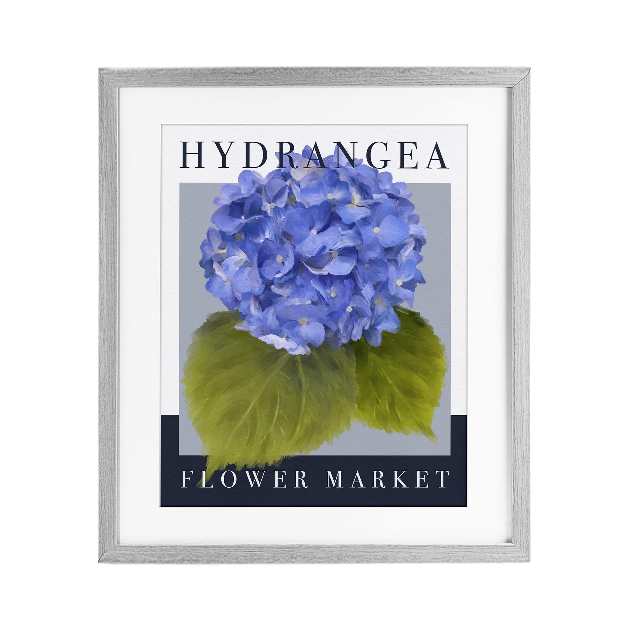 Hydrangea Flower Market Botanical, 17 x 21 Inch Framed Print Under Glass