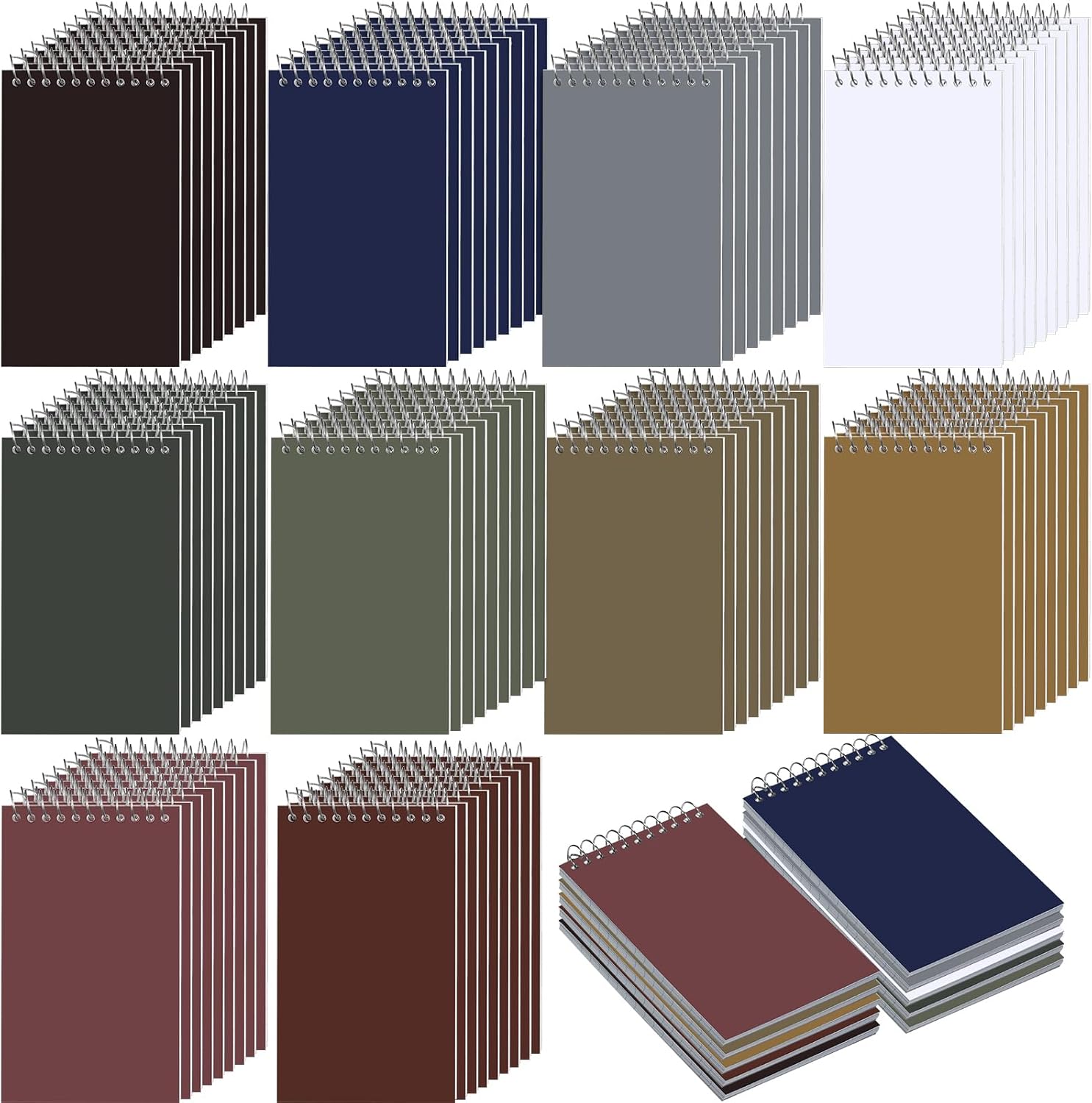 Thenshop 100 Pads Spiral Memo Pads Bulk 3 x 5 Inch Small Pocket Notepad Top Bound Lined 60 Sheets Mini Notebooks for School College Office Home Supplies (Bright Colors)