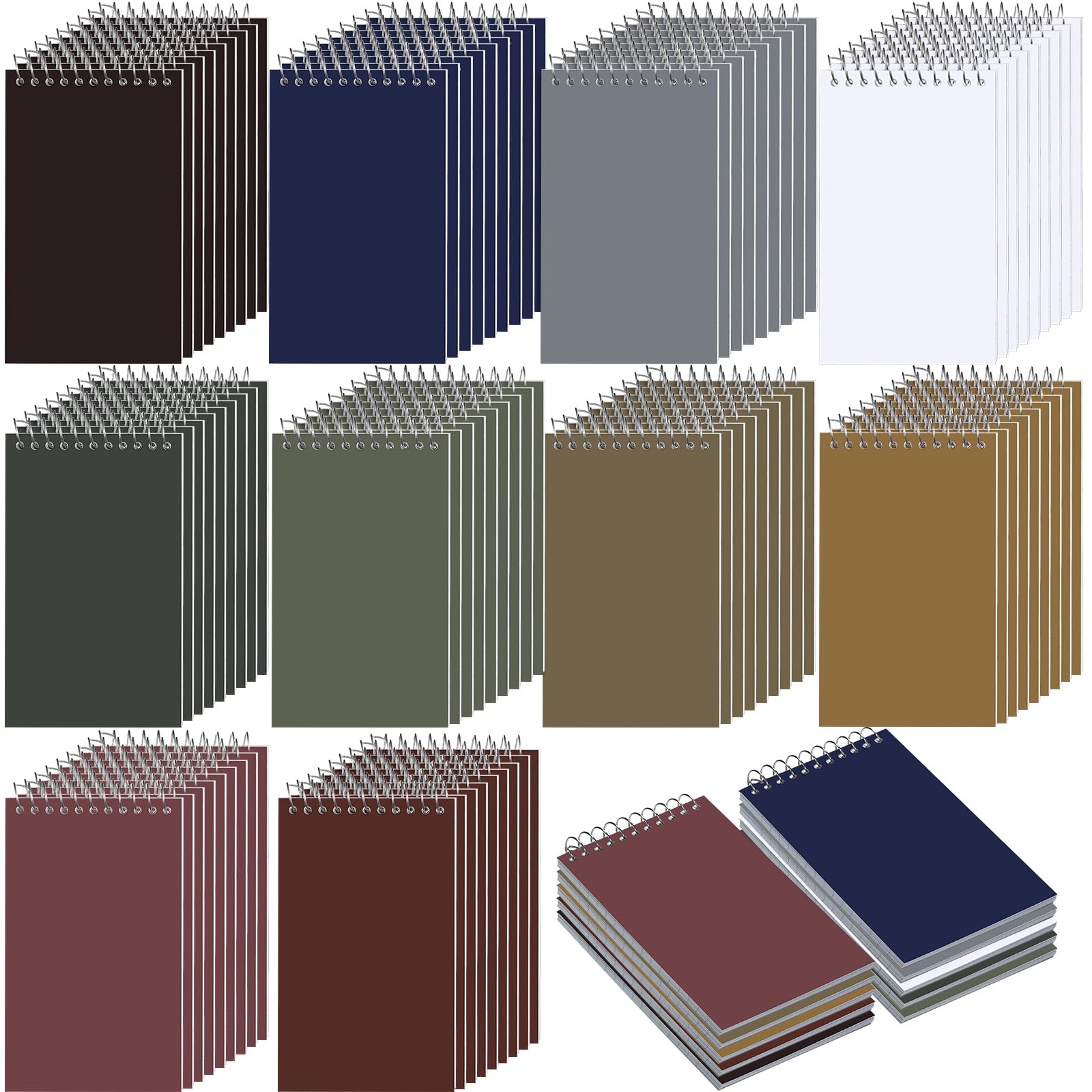 Lot de 100 blocs-notes à spirales à spirales 7,6 x 12,7 cm - Petit bloc-notes ligné pour collège - 60 feuilles/bloc-notes à spirale - Bloc à gratter (multicolore)