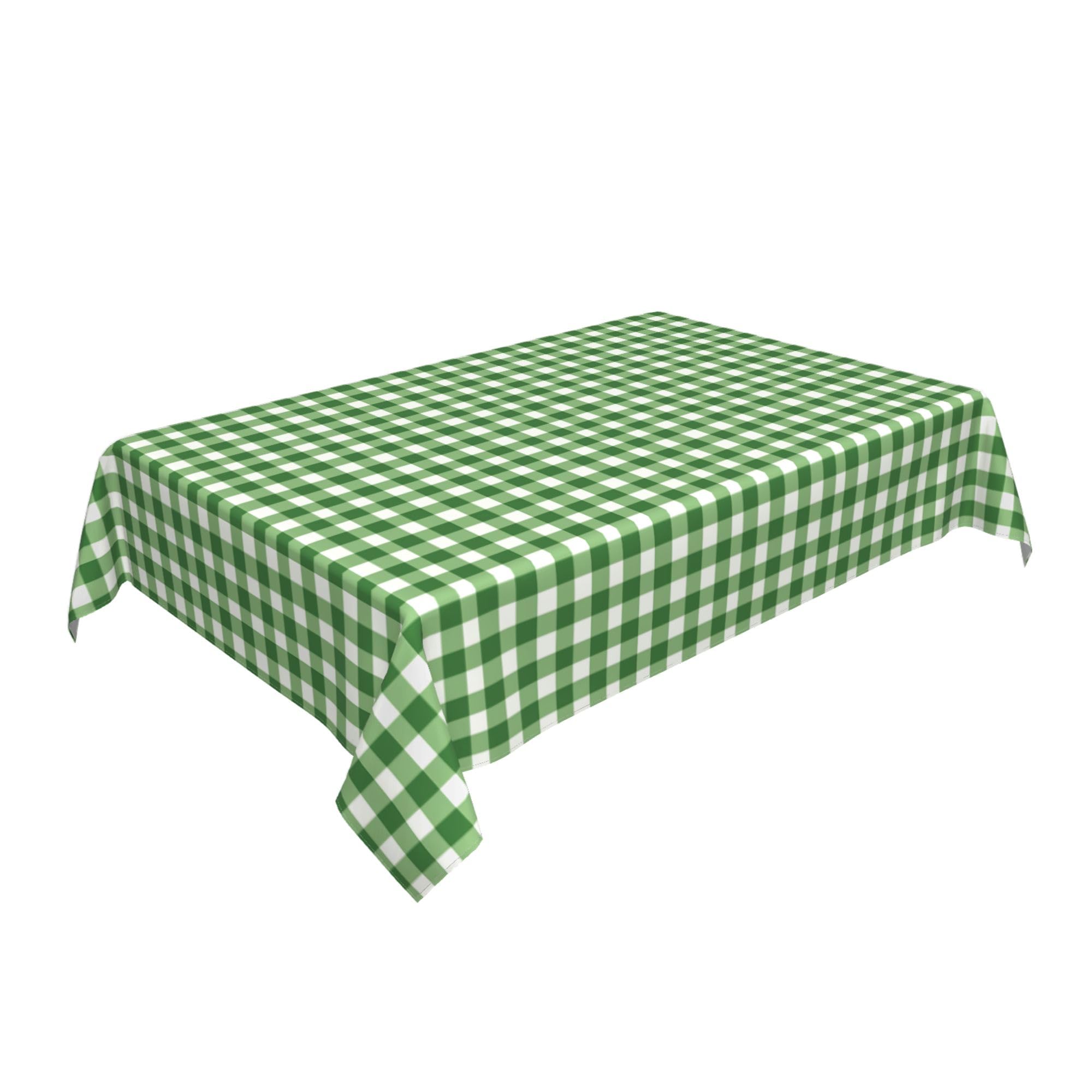 Rectangle Tablecloth 54 x 72 Inch, Green Gingham Plaid Rectangle Table Protector Water Resistant Spill Proof Table Cloth Cover Decorative Tablecloths for Buffet Table, Parties, Holiday Dinner