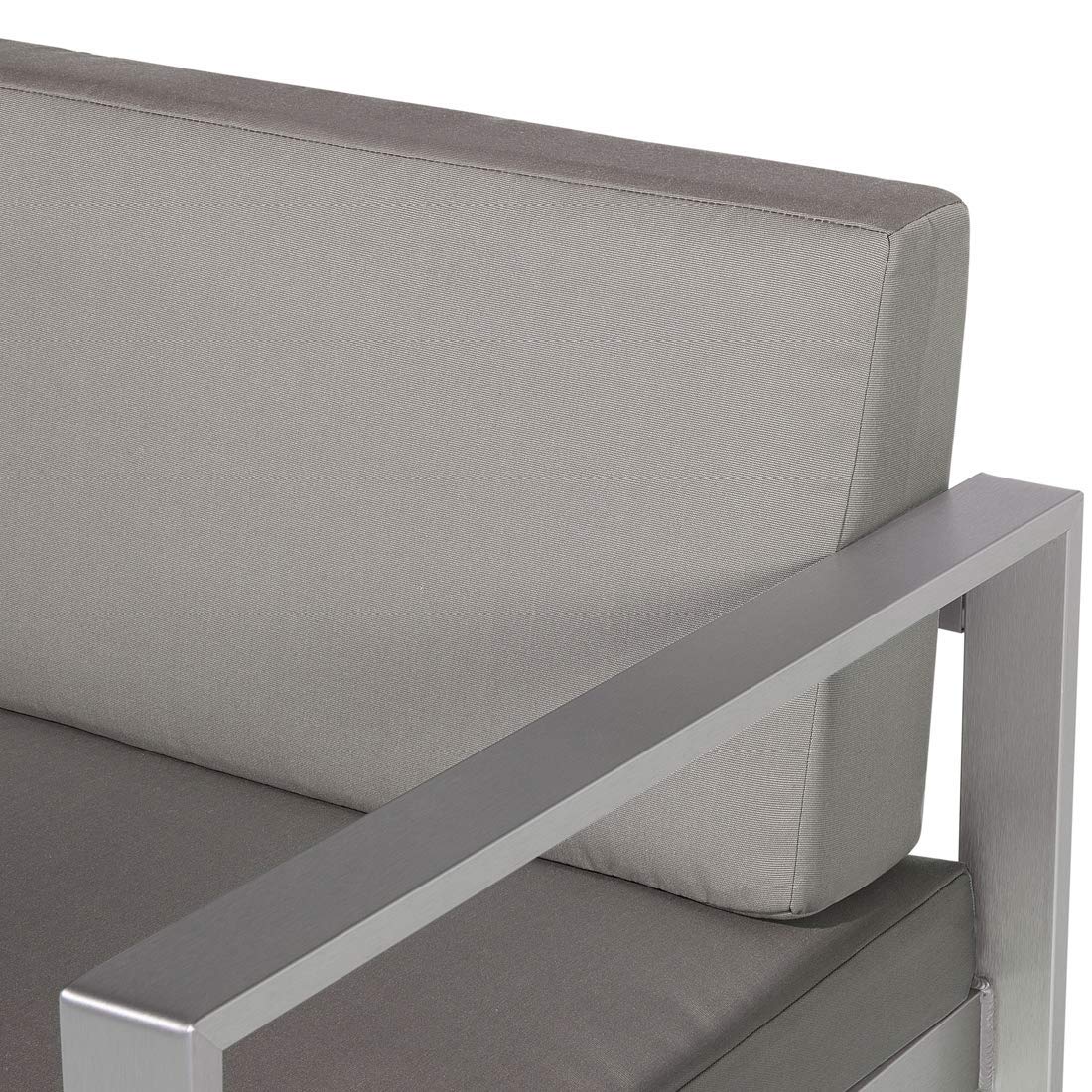 Beliani Divano Giardino 2 Posti Struttura in Alluminio Anodizzato Grigio Scuro con Cuscini