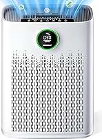 Air Purifiers for Home Large Room, Cover Up to 2400 Ft² with True HEPA Filter, Smart Mode, PM2.5 Air Quality Display, 22dB Sleep Mode, Aromatherapy with 2X-Purification & 360°Air Outlet, HAP603, White