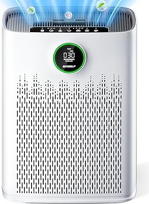 Air Purifiers for Home Large Room, Cover Up to 2400 Ft² with True HEPA Filter, Smart Mode, PM2.5 Air Quality Display, 22dB Sleep Mode, Aromatherapy with 2X-Purification & 360°Air Outlet, HAP603, White