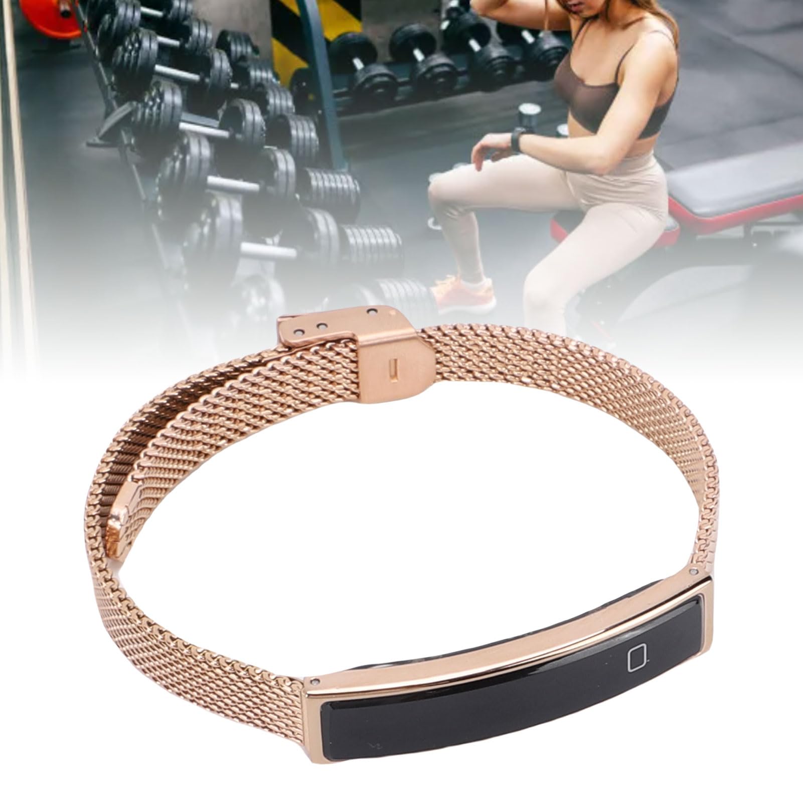 VBESTLIFE Pulsera Inteligente Rastreador de Ejercicios, Contador de Pasos para Mujeres y Hombres, Recordatorio de Llamadas Bluetooth 5,3, Obturador Remoto del Teléfono, a Prueba de Agua (Gold)