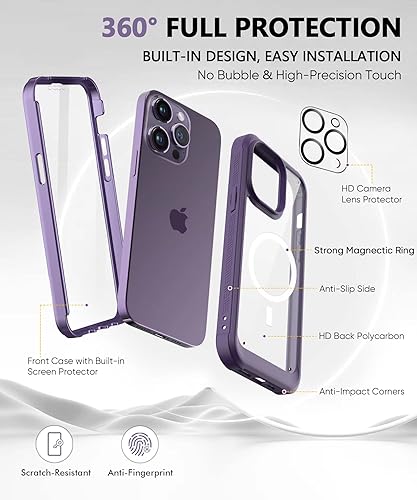 Miniatura 6 de Funda para iPhone 15 de cuerpo completo, protector de pantalla integrado, con protector de lente de cámara, [antiamarilleamiento], funda protectora