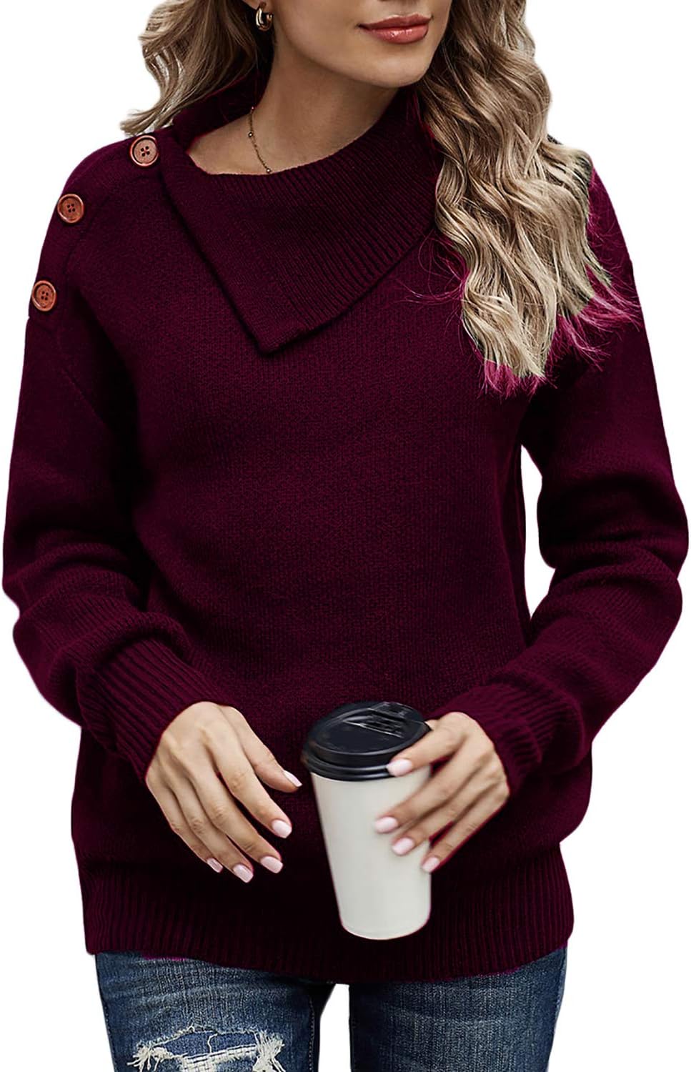 Necooer Womens Sweater Pullover Casual Long Sleeve Crewneck Color Block Pullover Knit Sweater for Women