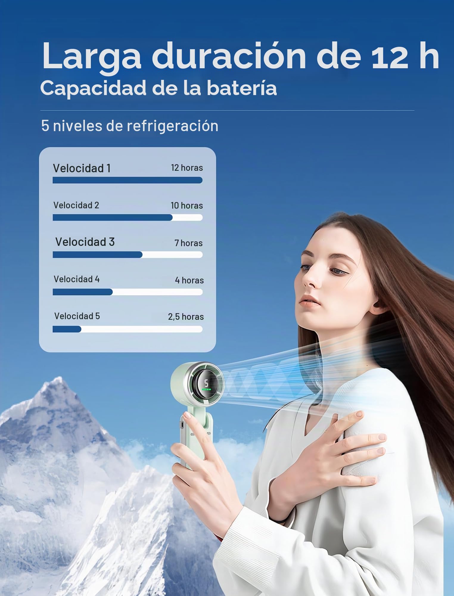 MERTTURM Mini Ventilador Portatil, Ventilador USB con 5 Velocidades Potentes y Motor sin Escobillas, Ventilador Plegable de Escritorio/Cuello/Bolsillo para Viajes, Maquillaje, Cámping(Verde Tiffanyl)