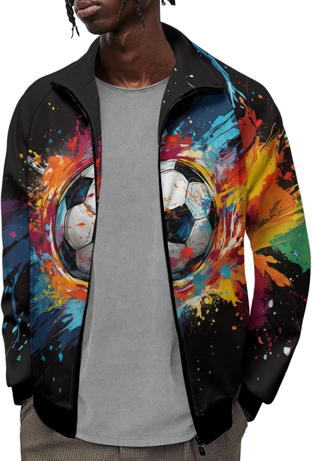 Forchrinse Music Note Mens Track Jackets Light Fleece Shirt Jacket for Men Zip up Collar Bomber Jackets Fall Cardigan Coats